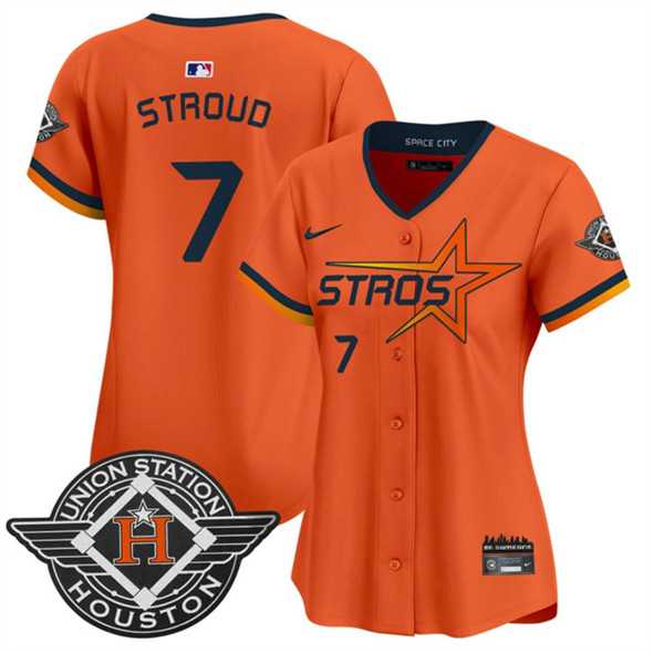 Womens Houston Astros #7 C.J. Stroud Orange 2025 City Connect Limited Stitched Jersey Dzhi